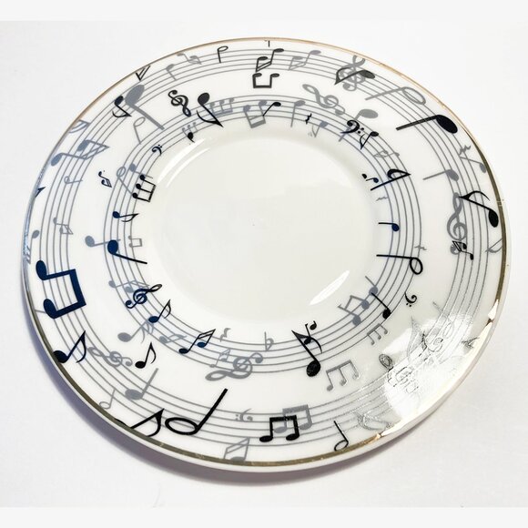 2 Sets of NEW Black & White Music Design Bone China 2-Piece Espresso Set w/Gol… - Picture 3 of 3